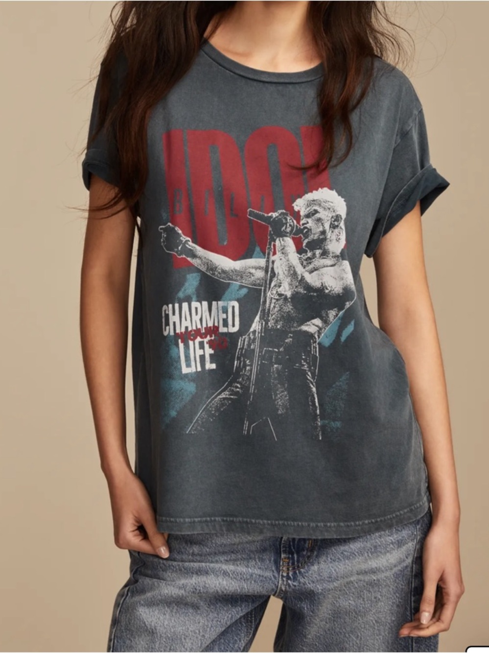 Lucky Brand Billy Idol Graphic Tee in Midnight Navy Women’s L